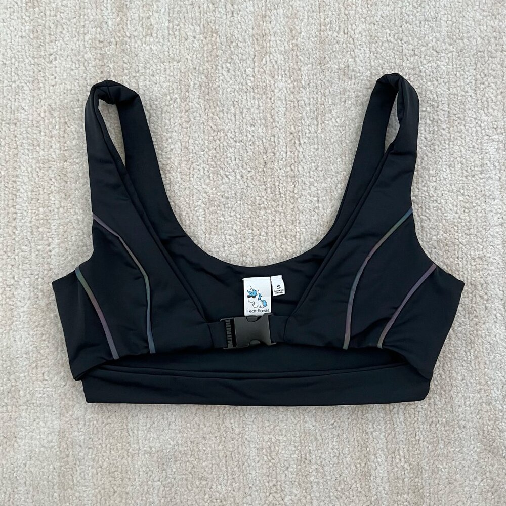 iHeartRaves Strappy Cutout Buckle Black Bralette Crop Top S